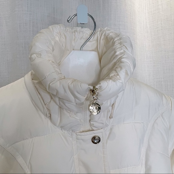 Betsy Johnson Cream Knee Length Puffer Coat - L - Picture 3 of 7